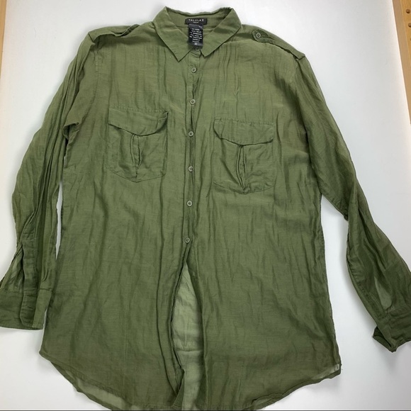 Aritzia -Talula  green sheer silk button down - Picture 4 of 10